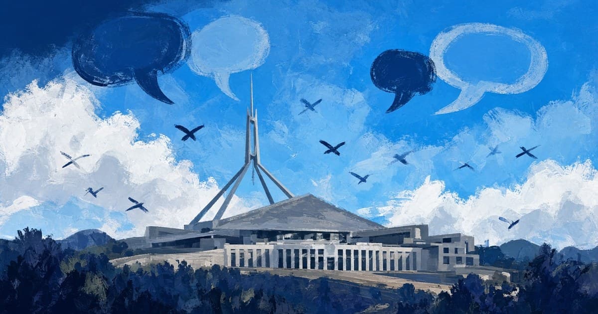 Ilustración editorial de Parliament House de Australia en Canberra