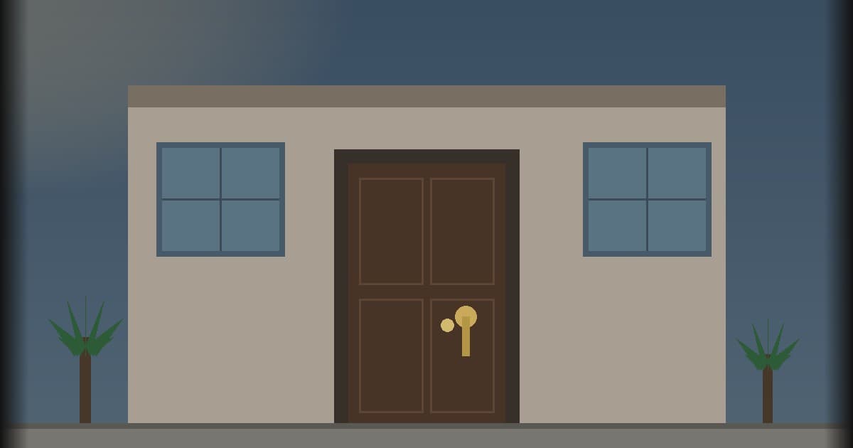 Editorial illustration of a locked medical-office entrance under muted California light