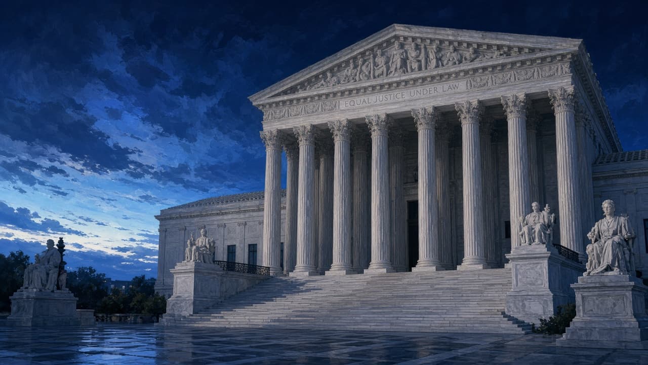 Editorial illustration of the United States Supreme Court building